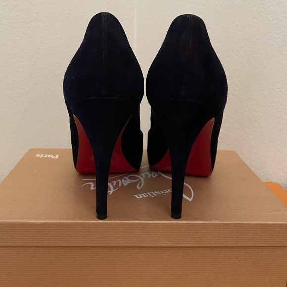 Christian Louboutin Very Prive  100mm Veau velour platform Peep pump EU36 - Picture 8 of 11